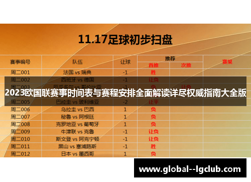 2023欧国联赛事时间表与赛程安排全面解读详尽权威指南大全版